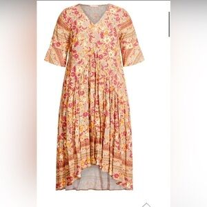 Women’s Valerie Border Dress - yellow floral (plus 18/20)